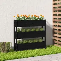 Prolenta Maison Exclusive - Bac à plantes noir 112x25x104,5 cm Bois massif Pin