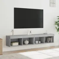 Prolenta Maison Exclusive - Meubles TV avec éclairage LED 2 pièces gris béton 80x30x30 cm