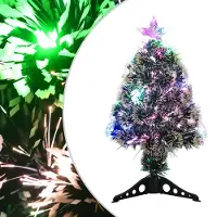Syfax Arbre de Noël pré-éclairé vert et blanc 64 cm fibre optique