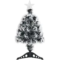 Syfax Arbre de Noël pré-éclairé vert et blanc 64 cm fibre optique