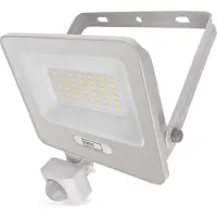 Emos Projecteur LED en aluminium GLARO 30W avec détecteur, IP54, 3000lm, blanc neutre 4000K, 20cm de câble en caoutchouc, blanc, ZS2334W