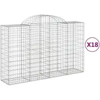 vidaXL Gabions avec arc surélevé 18pcs 200x50x120/140cm Fer galvanisé