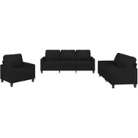 Syfax Ensemble de canapés 3 pcs avec coussins Noir Tissu