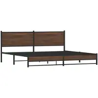 Syfax Cadre de lit en métal sans matelas chêne marron 193x203 cm
