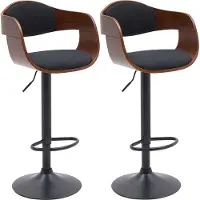 CLP 2 chaises de bar Kingston B - tissu, structure noire - noyer/noir