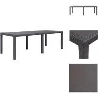 vidaXL Table de jardin Marron 220 x 90 x 72 cm Plastique aspect rotin - Tables de jardin