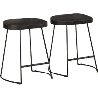 Syfax Tabourets de bar lot de 2 noir 46x38x52 cm bois manguier massif