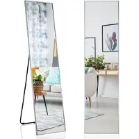 B2X Miroir sur toute la longueur 160 x 40 cm Miroir sur pied et miroir mural 2 en 1 en verre incassable argenté