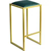 Ferro Chaise de bar 64 cm Or - Vert - Chaise de bar moderne en métal sans dossier de style loft avec assise rembourrée
