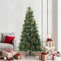 Prolenta Maison Exclusive - Sapin de Noël artificiel pliable, vert, 210 cm