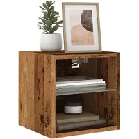 Prolenta Maison Exclusive - Meuble TV avec éclairage LED, aspect bois vieilli, 30 x 28,5 x 30 cm