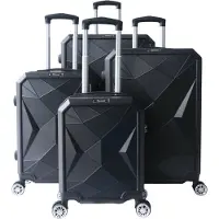 Cheffinger 4 pcs valise valise coque dure trolley set valise bagage à main bagages sac de voyage noir