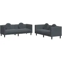 Syfax Ensemble de canapés 2 pcs avec coussins gris foncé velours