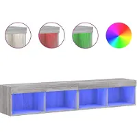 vidaXL Armoires TV avec lampes LED 2 pcs. Gris Sonoma 80x30x30 cm