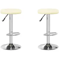 Syfax Tabourets de bar lot de 2 crème similicuir