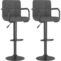 Syfax Tabourets de bar lot de 2 gris foncé velours