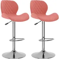 Syfax Tabourets de bar lot de 2 rose velours