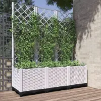 Prolenta Maison Exclusive - Jardinière avec treillis Blanc 120x40x136 cm PP