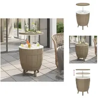 vidaXL Table 3 en 1 avec glacière Marron clair Polypropylène - Tables de jardin