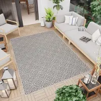 Tapiso Tapis Outdoor Indoor Gris Noir Balcon Terrasse Imperméable Résistant aux UV 80 x 150 cm