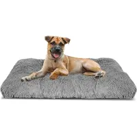 AIO Factory Coussin pour lit de chien High Side Shaggy 100x70 cm gris clair
