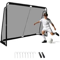 Costway But de football 300 x 200 cm, buts de football pour jardin résistants aux intempéries, but de football d'extérieur avec cadre métallique et filet en PE, but de football pour enfants et adultes