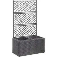 Prolenta Maison Exclusive - Jardinière surélevée avec treillis pour plantes grimpantes, 2 pots, 58 x 30 x 107 cm, résine tressée, noire