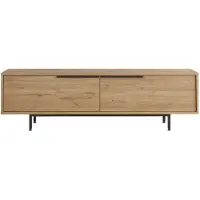 Rebecca Mobili Meuble TV Puka 45x160x35,5 Panneau de particules Fer Chêne clair Gris foncé Moderne