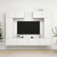 vidaXL 6 pcs. Ensemble d'armoires TV Blanc Bois composite - Ensemble d'armoires TV - Ensemble d'armoires TV suspendues - Ensembles d'armoires TV suspendues