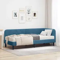 Prolenta Maison Exclusive - Cadre de lit d'angle bleu 80 x 200 cm, velours