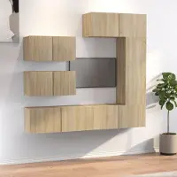 vidaXL 6 pcs. Armoire TV Sonoma chêne bois composite - Ensemble d'armoires TV - Ensembles d'armoires TV - Meuble-paroi