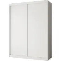 Beautysofa Armoire MARIO 150 cm, blanche – Armoire coulissante avec 2 portes, étagères et penderie, armoire sans miroir