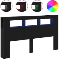 Syfax Tête de lit LED avec étagère Chêne noir 180 x 18,5 x 103,5 cm