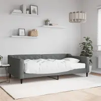 Prolenta Maison Exclusive - Lit de jour avec matelas, gris foncé, 100 x 200 cm, tissu