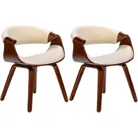 CLP Chaises Foley (lot de 2) - tissu, pieds en bois de noyer - Crème