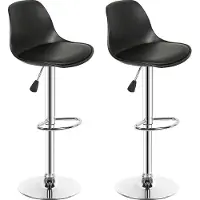 WYCTIN 2 tabourets de bar chaise de bar réglable en hauteur 360° pivotant similicuir,noir