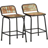 Syfax Tabourets de bar lot de 2 46x35,5x70cm bois massif récupération