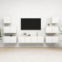 Prolenta Maison Exclusive - Ensemble de meubles TV 8 pièces, blanc, aggloméré