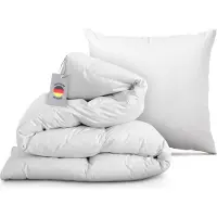 BC-Agentur Lit à cassettes - duvet/couverture de plumes - 135x200cm avec oreiller de plumes 80x80cm