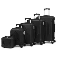 FCH Set de valises à coque dure 4 pièces, set de valises trolley valise à roulettes valise de voyage extensible,4 trolleys et Beauty-Case en plastique ABS robuste