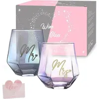 Sonstiges Mr and Mrs Verres à vin Set Mariage Cadeau Anniversaire Bridal Shower Saint-Valentin