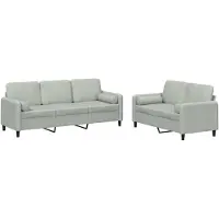 Syfax Ensemble de canapés 2 pcs avec coussins gris clair velours