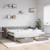 Prolenta Maison Exclusive - Lit de jour convertible avec tiroirs, taupe, 90 x 200 cm, tissu