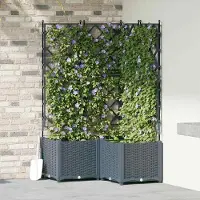 Prolenta Maison Exclusive - Lot de 3 jardinières d'extérieur, gris clair, 80 x 80 x 143 cm, PP