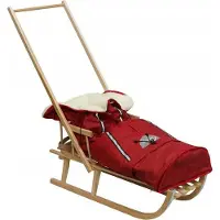 Sonstiges Luge avec chancelière d'hiver Luge en bois avec dossier Bois ; rouge