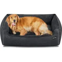 Feandrea Lit pour chien, housse amovible, 110 x 75 x 27 cm, gris foncé