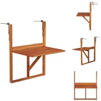 vidaXL Table de balcon suspendue 64,5x44x80 cm bois massif acacia - Tables de jardin