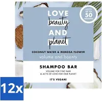 Love Beauty & Planet - Barre de shampooing - Eau de coco & Fleur de mimosa - Hydratation & volume - 90 g - Pack avantage - 12 pièces