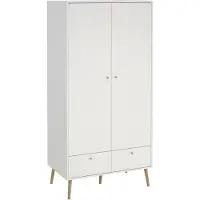 Dmora Kahina - Armoire 2 portes, 99x200h cm Blanc, 1 étagère