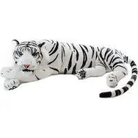 Ed Brubaker Tigre en peluche Blanc 60 cm - couché réaliste Peluche - Roi de la jungle